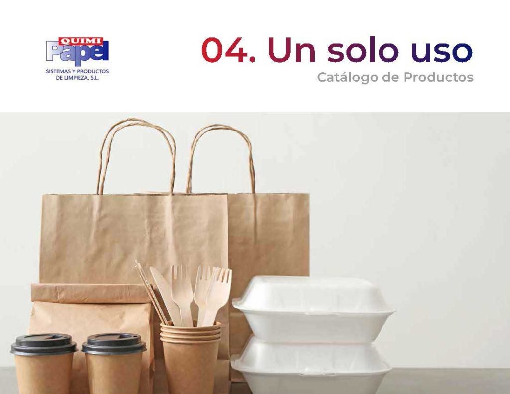 Portada del catálogo de productos de un solo uso